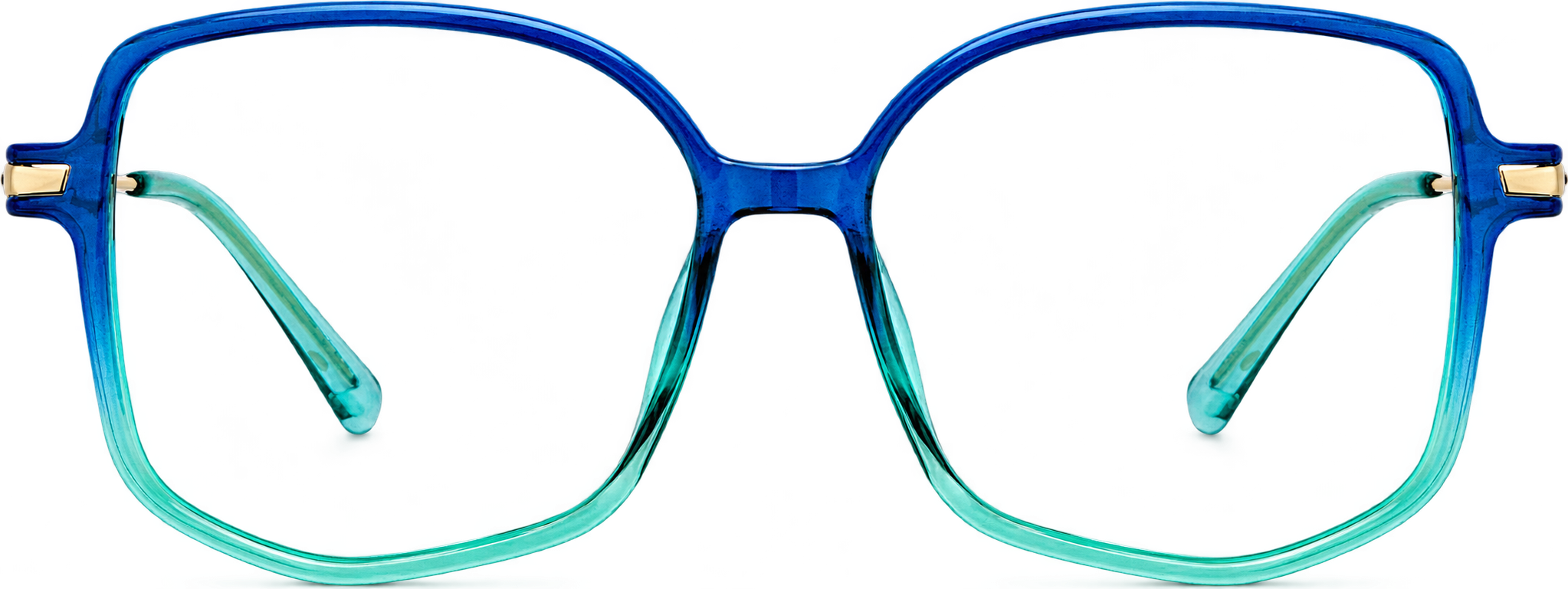 Blue/Teal Mixed Material Geometric Glasses · Blue/Teal · front