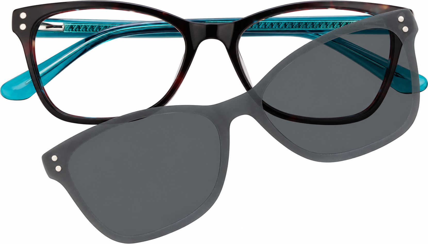 Tortoiseshell Polarized Rectangle Magnetic Clip-on Glasses · Tortoiseshell · reference
