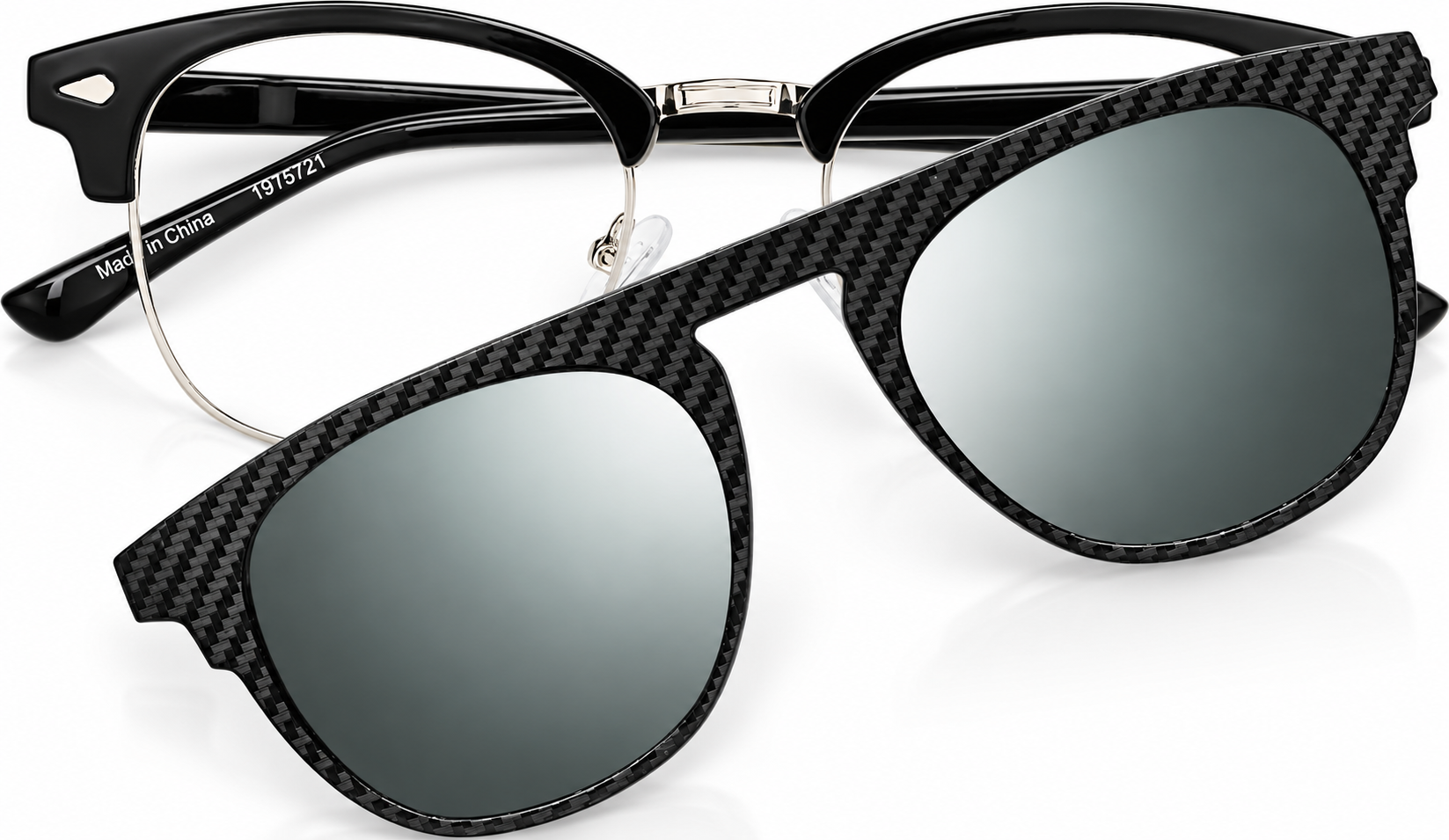 Black Pattern Polarized Browline Clip-on Glasses · Black Pattern · reference