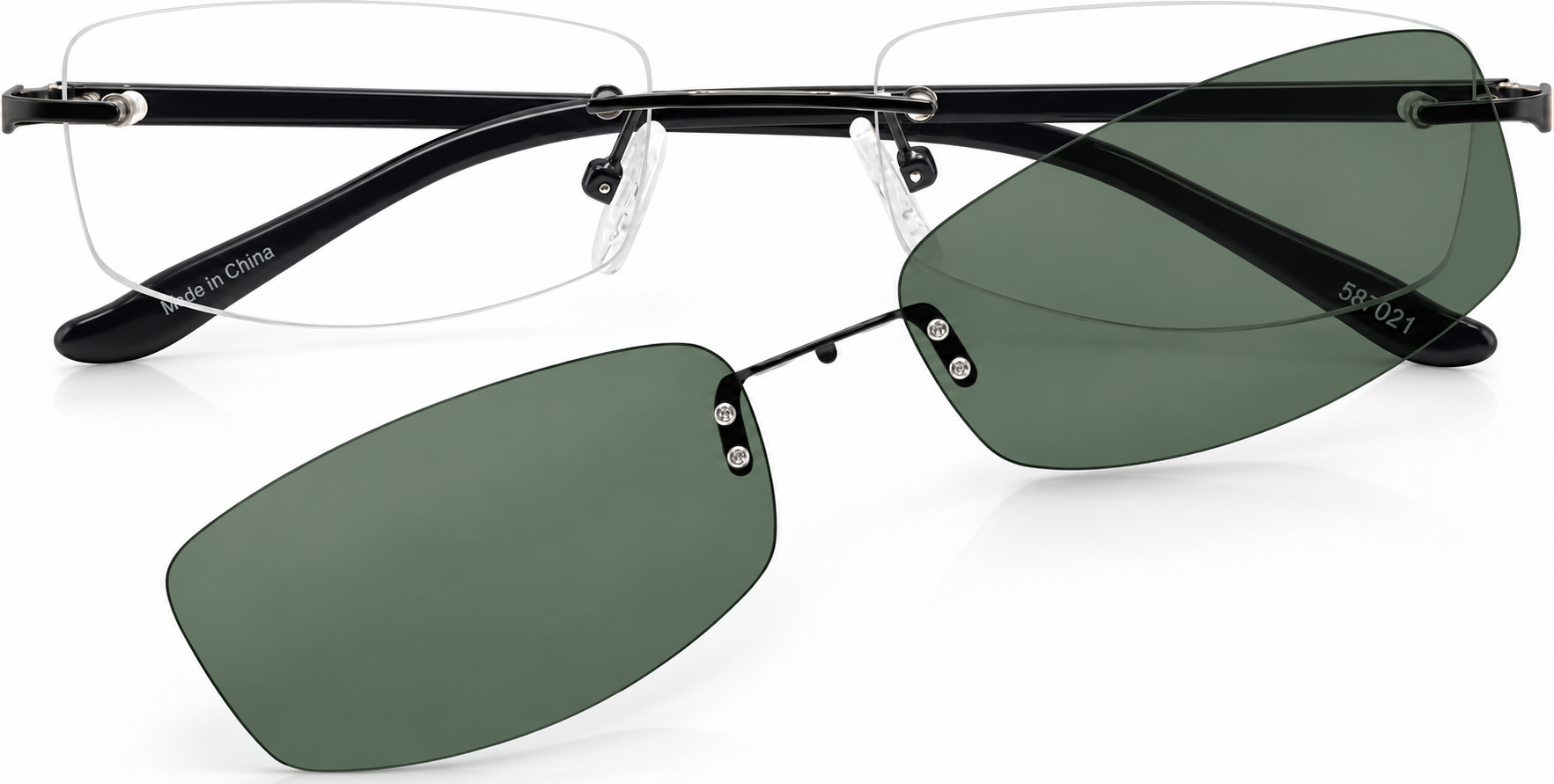 Black Polarized Rectangle Magnetic Clip-on Glasses · Black · reference