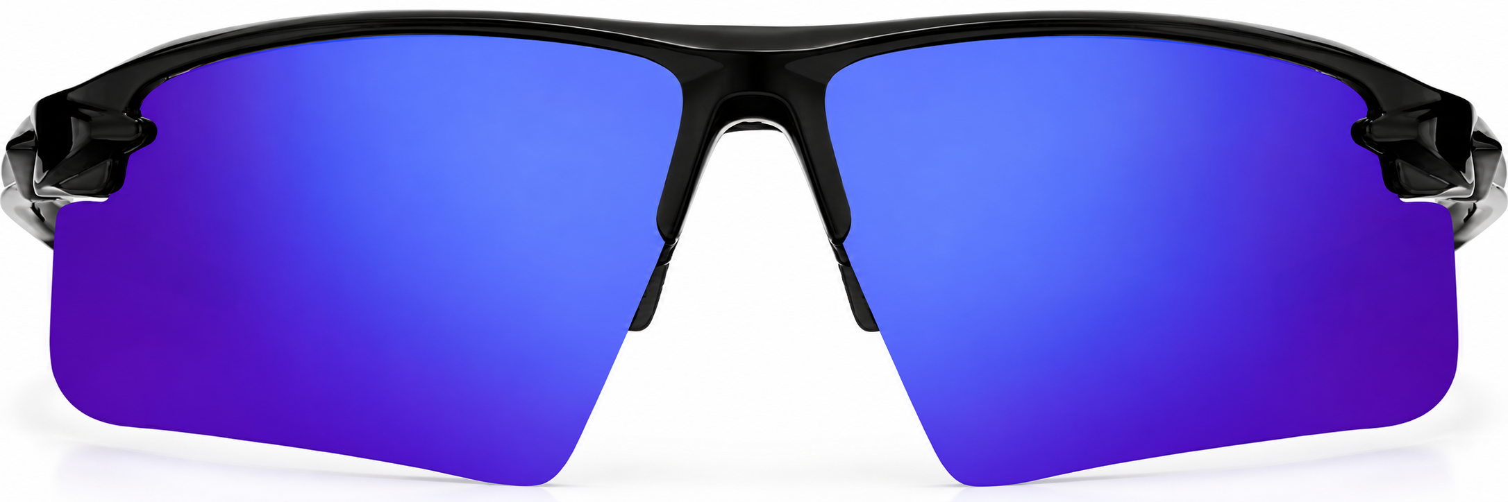 Black with Blue Mirror Wrap-Around Sports Sunglasses(Larger Lenses) · Black with Blue Mirror · reference