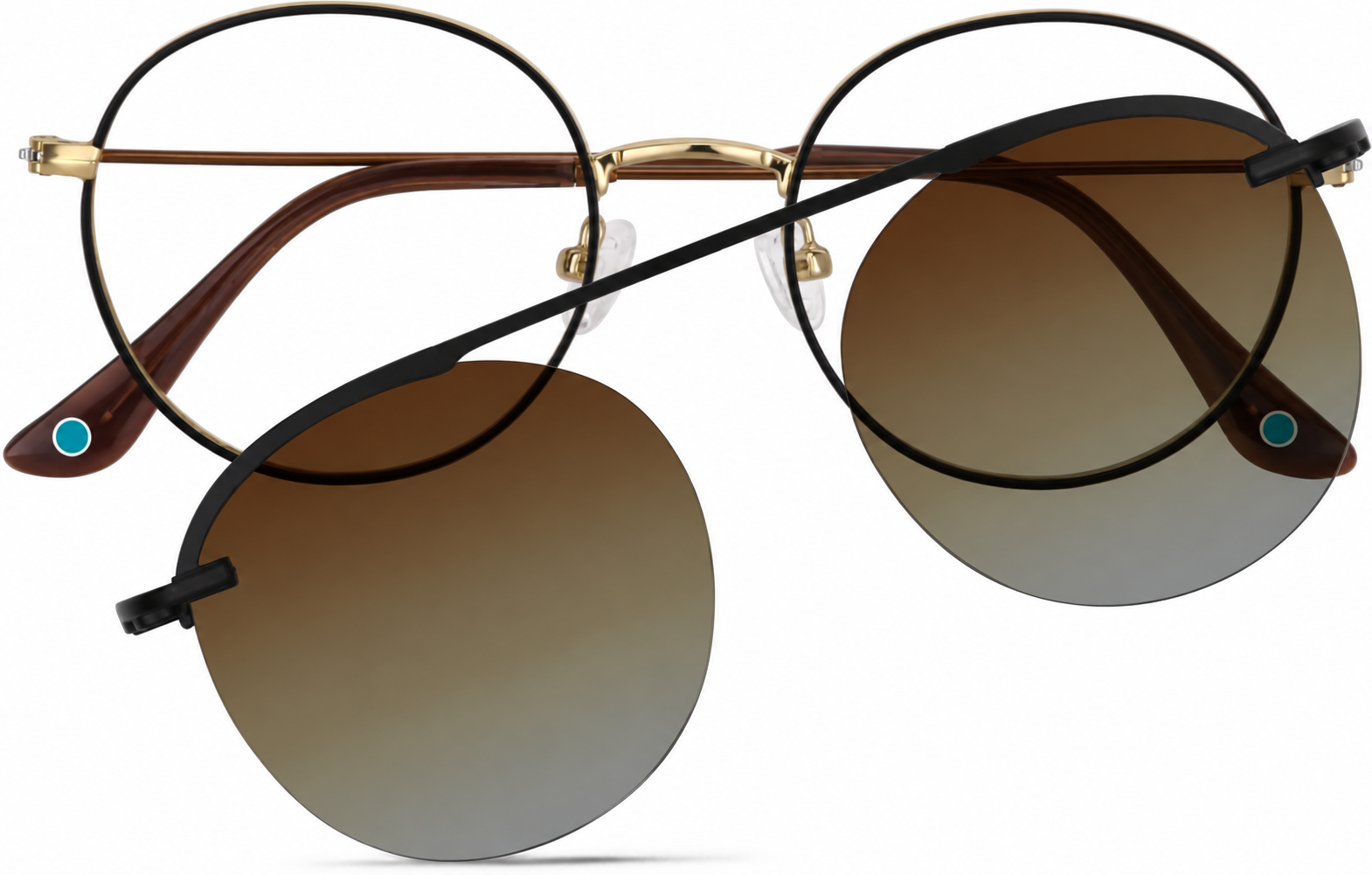 Brown Polarized Round Magnetic Clip-on Glasses · Brown · reference