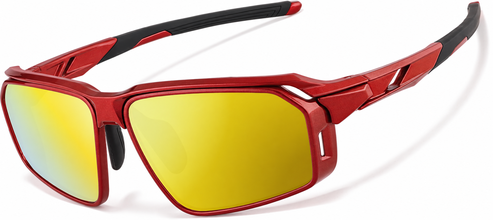 Red with Gold Mirror Active Wrap-Around Sunglasses · Red with Gold Mirror · reference
