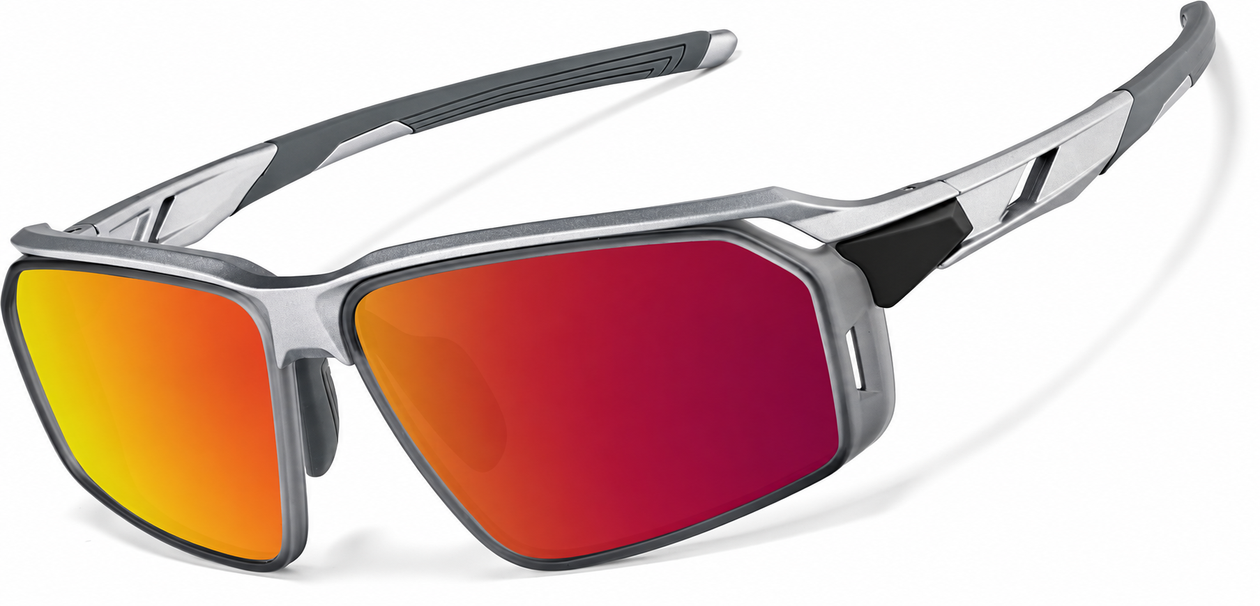Silver with Red Mirror Active Wrap-Around Sunglasses · Silver with Red Mirror · reference