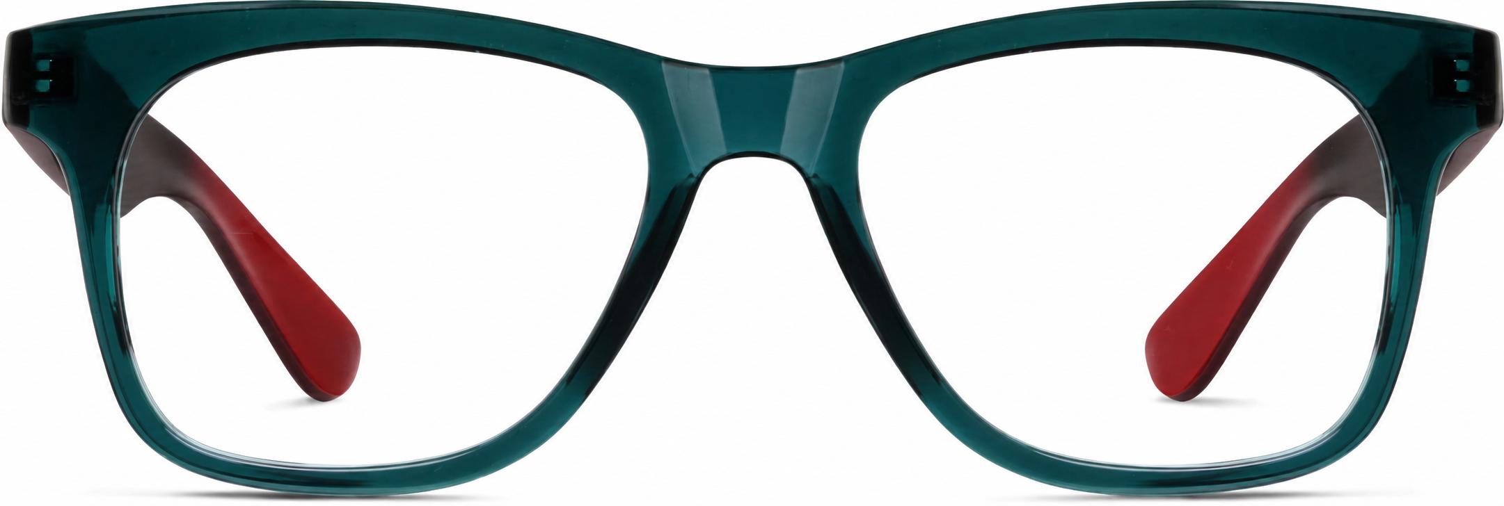 Dark Teal and Red Square Glasses · Dark Teal and Red · reference