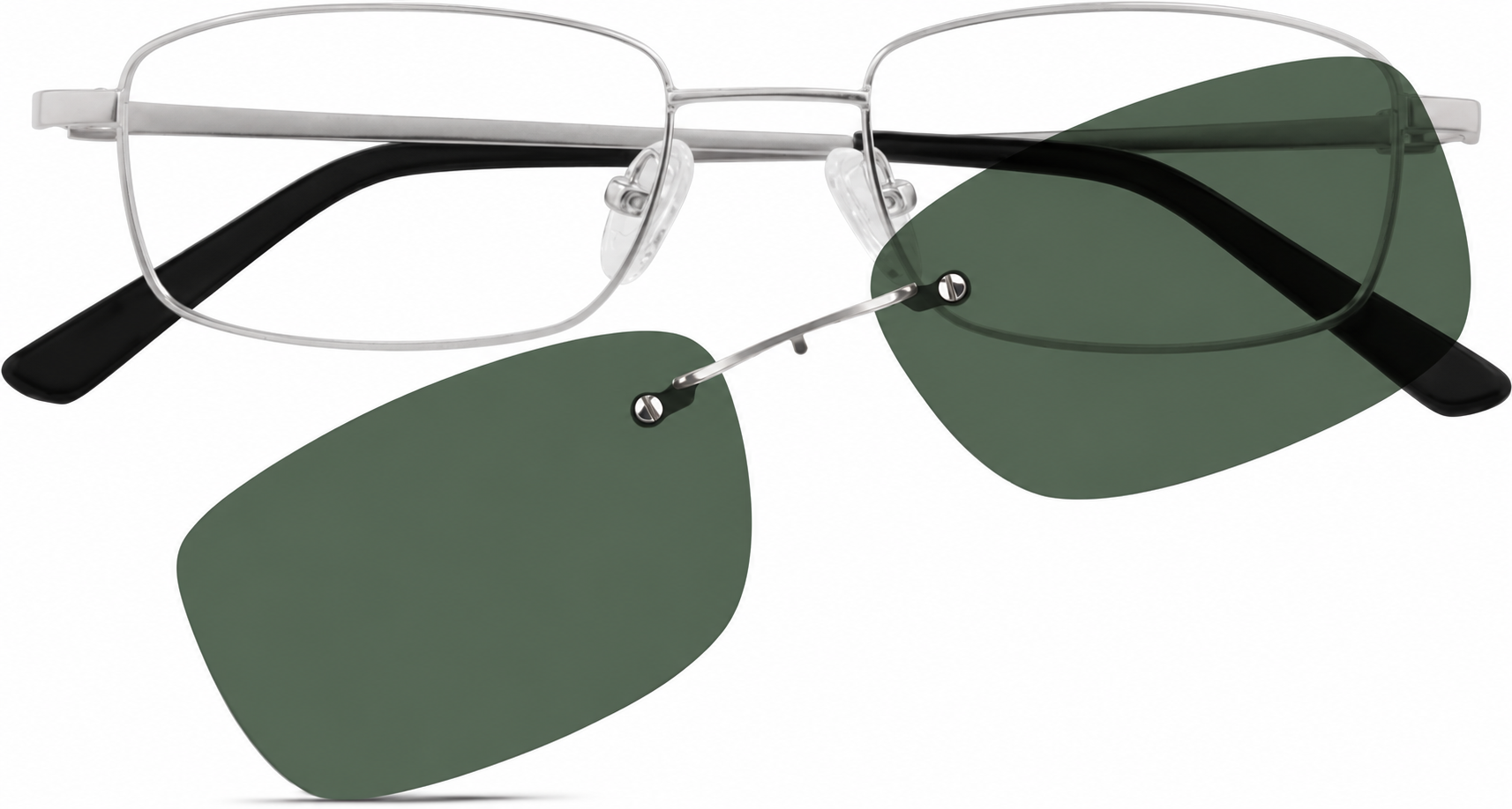 Silver Polarized Rectangle Magnetic Clip-on Glasses · Silver · reference