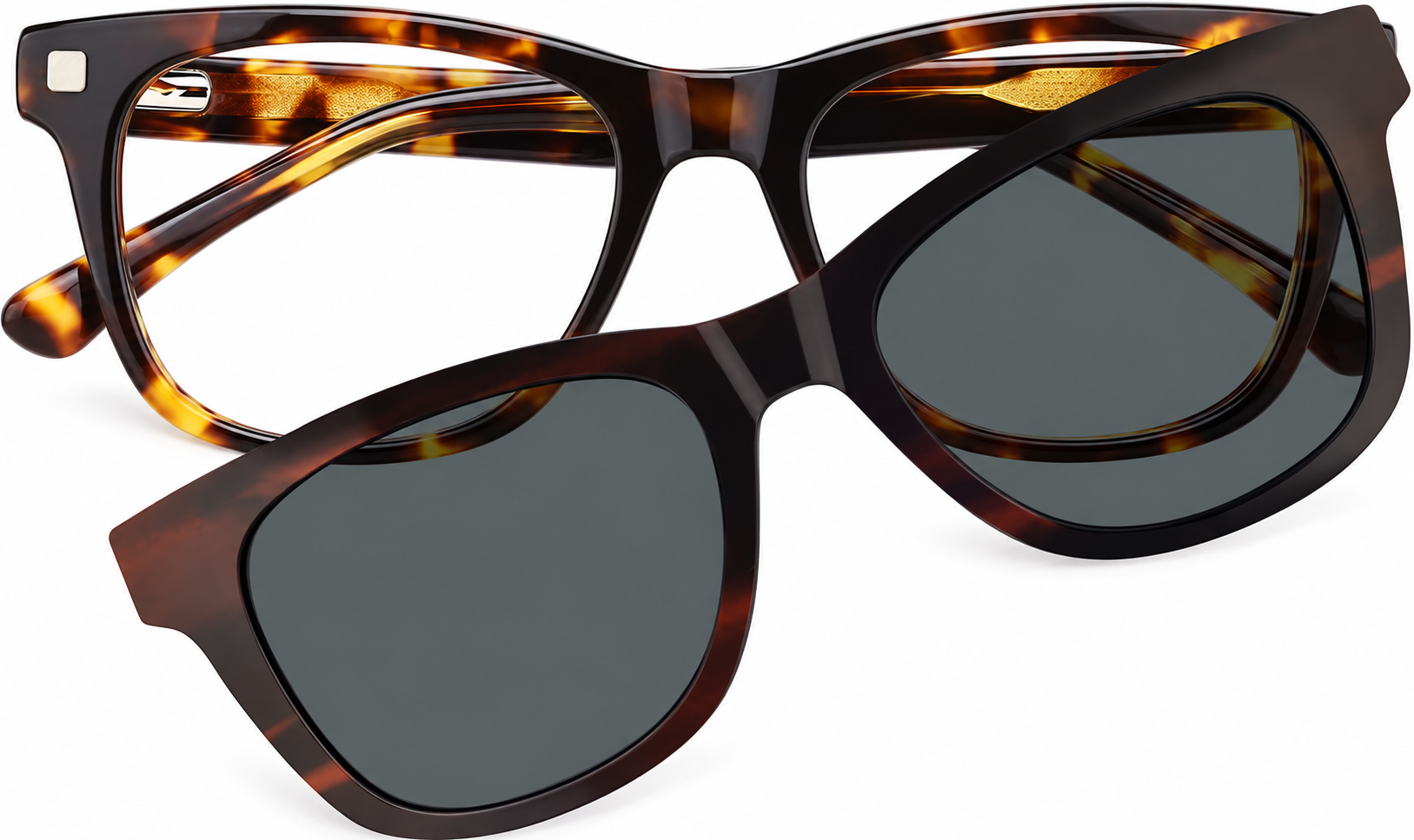 Tortoiseshell Kids' Polarized Square Magnetic Clip-on Glasses · Tortoiseshell · reference