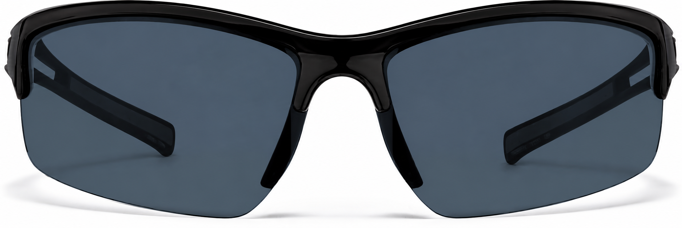 Black with Gray Lens Half Rim Wrap-Around Sunglasses · Black with Gray Lens · reference