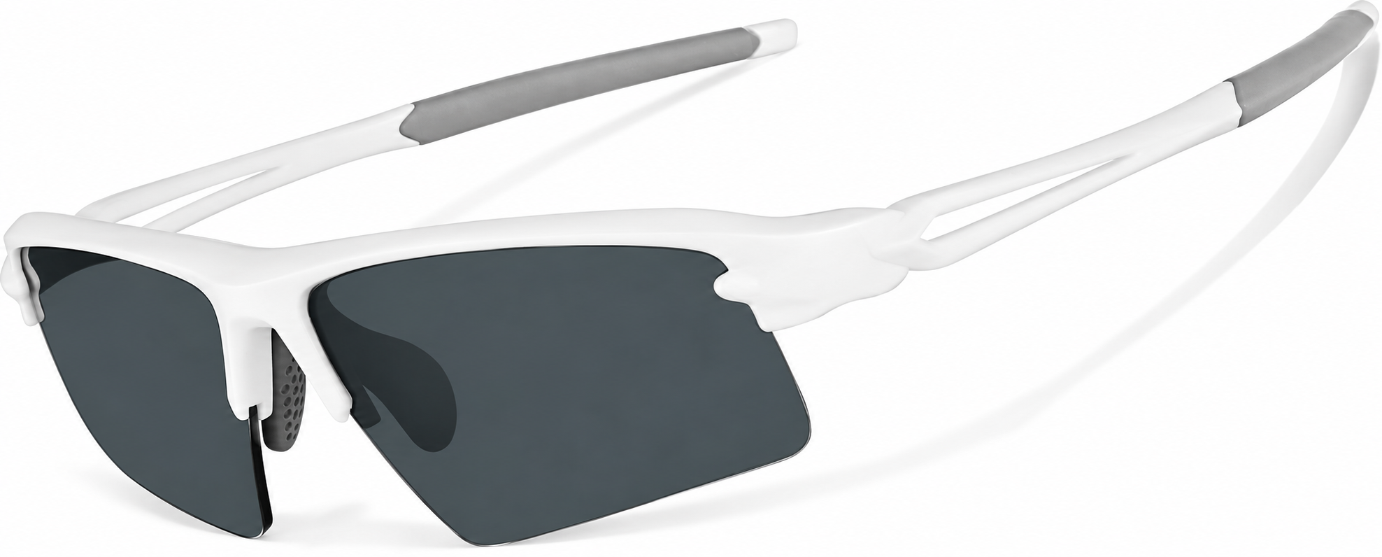 White with Gray Lenses Wrap-Around Sports Sunglasses · White with Gray Lenses · reference