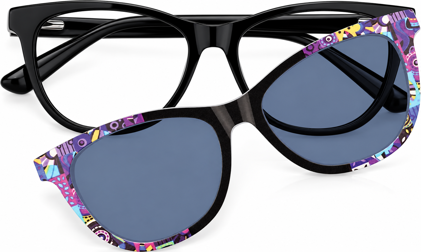 Black Kids' Polarized Cat-Eye Magnetic Clip-on Glasses · Black · reference