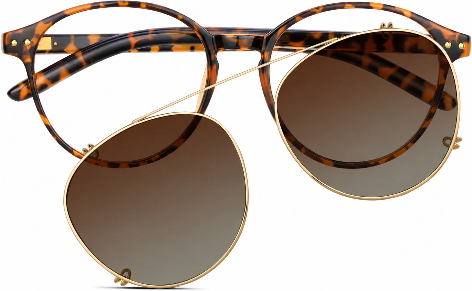 Tortoiseshell Polarized Round Clip-on Glasses · Tortoiseshell · reference