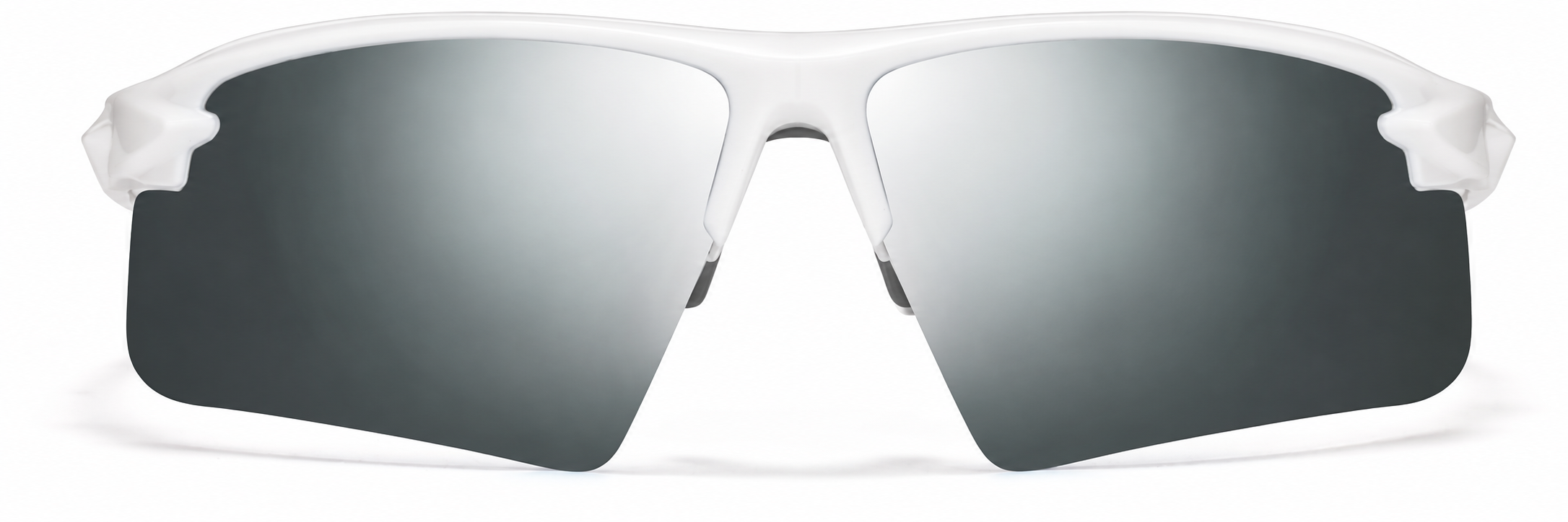 White with Silver Mirror Wrap-Around Sports Sunglasses(Larger Lenses) · White with Silver Mirror · reference