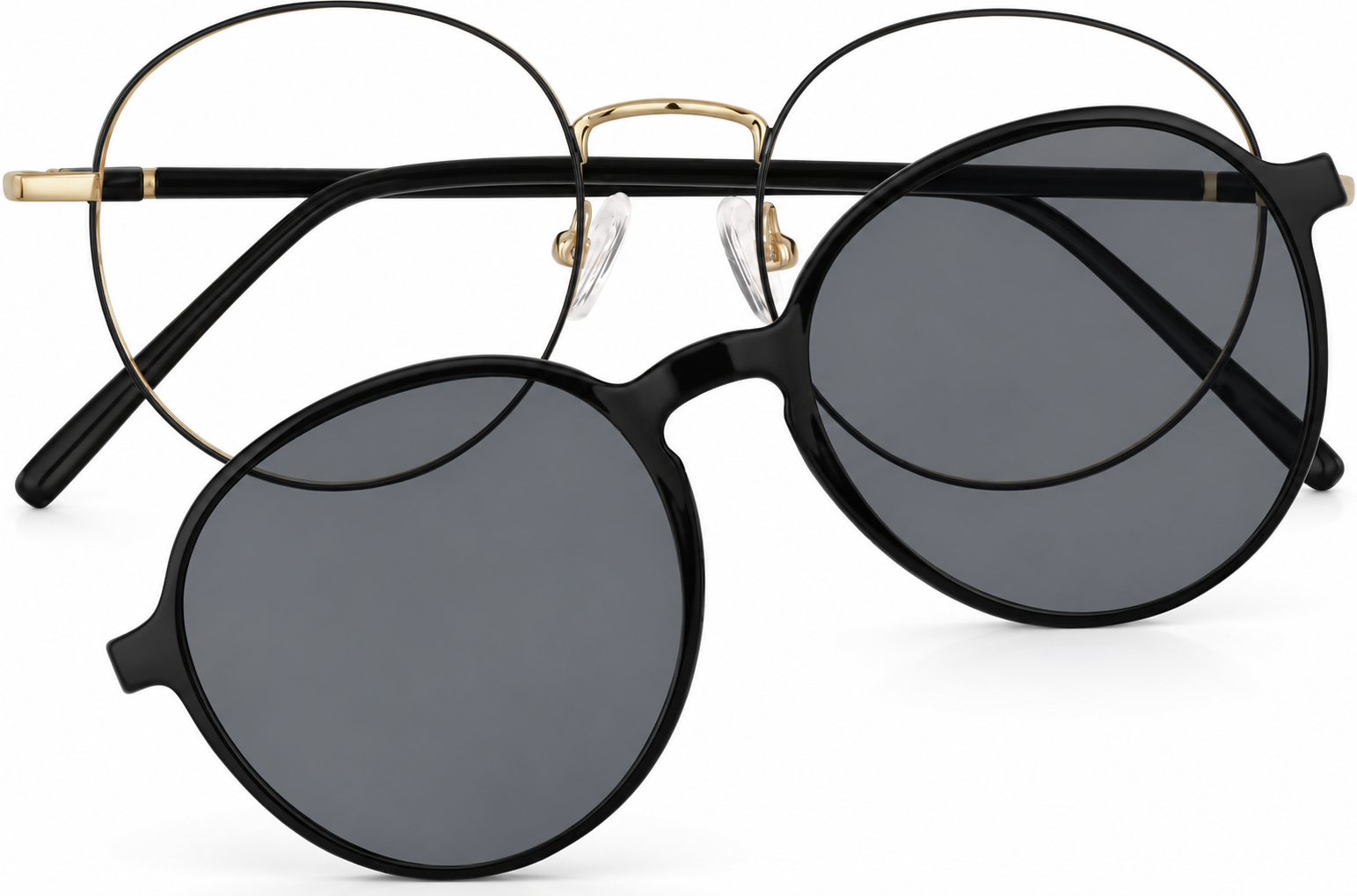 Black Polarized Round Magnetic Clip-on Glasses · Black · reference