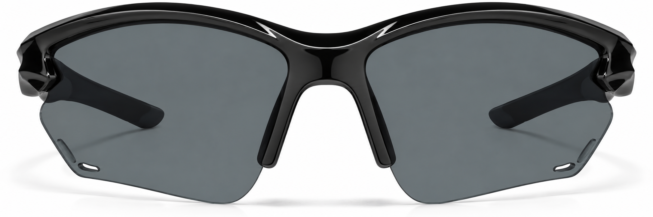 Black with Gray Lens Half Rim Wrap-Around Sunglasses · Black with Gray Lens · reference