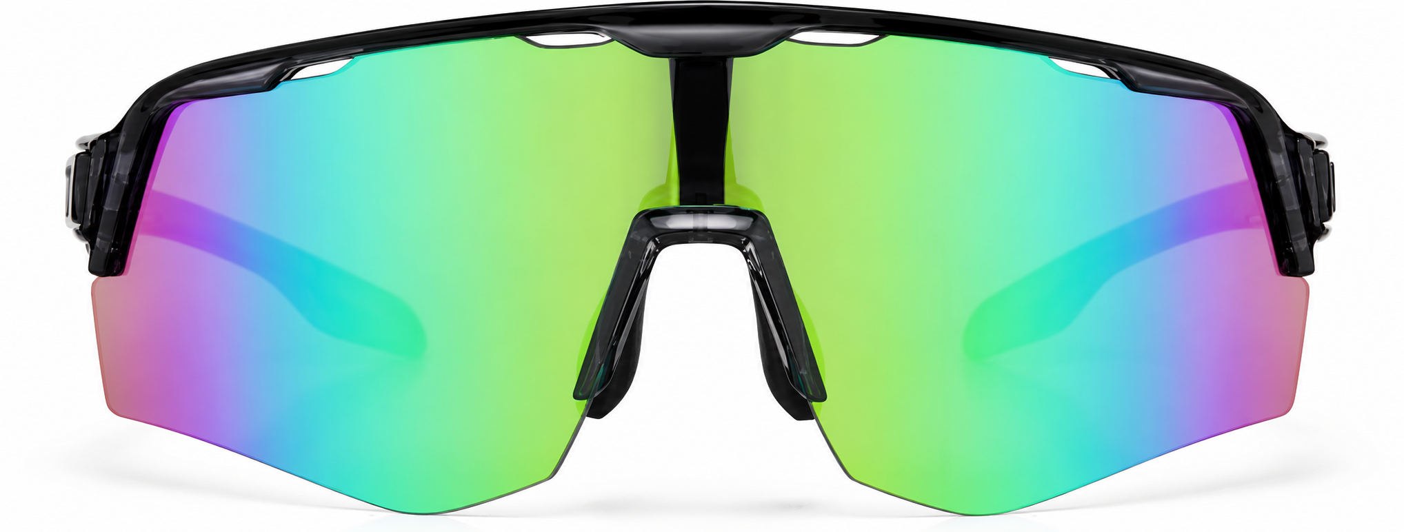 Black with Iredescent Mirror Wrap-Around Shield Sunglasses · Black with Iredescent Mirror · reference