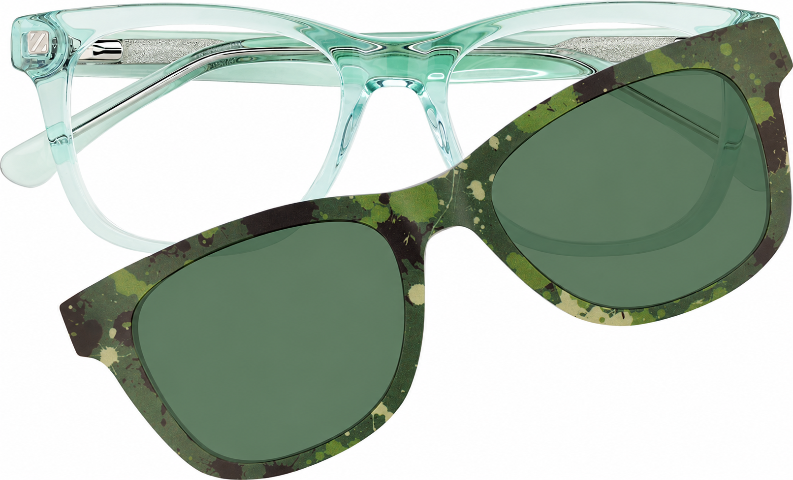 Green Kids' Polarized Square Magnetic Clip-on Glasses · Green · reference