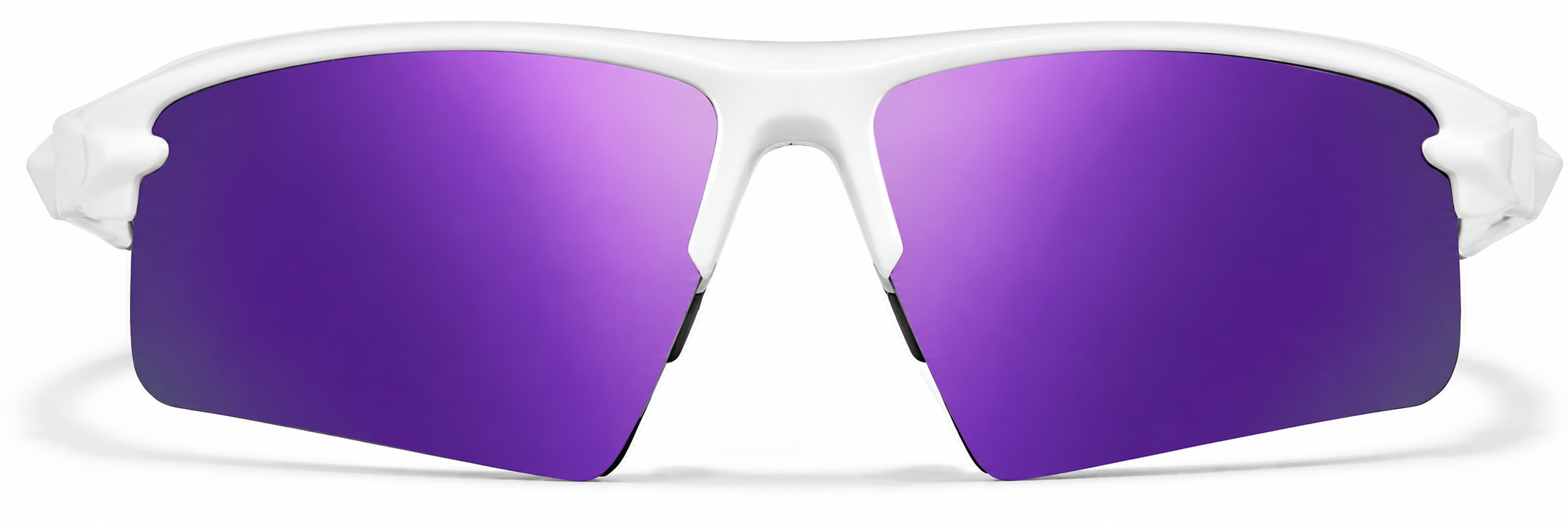 White with Purple Mirror Wrap-Around Sports Sunglasses · White with Purple Mirror · reference