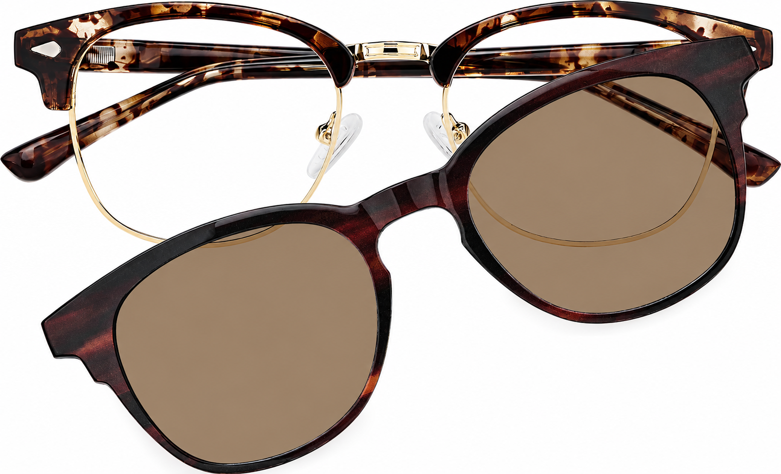 Tortoiseshell Polarized Browline Magnetic Clip-on Glasses · Tortoiseshell · reference