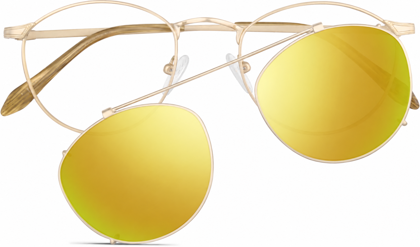 Gold Polarized Round Clip-on Glasses · Gold · reference