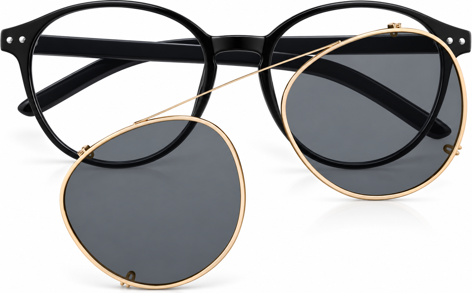 Black Polarized Round Clip-on Glasses · Black · reference
