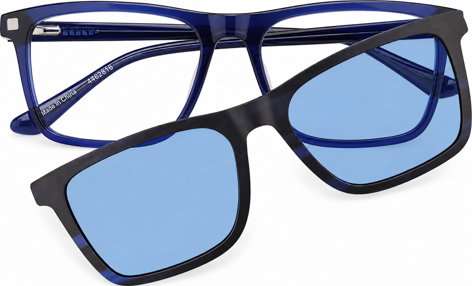 Blue Polarized Rectangle Magnetic Clip-on Glasses · Blue · reference
