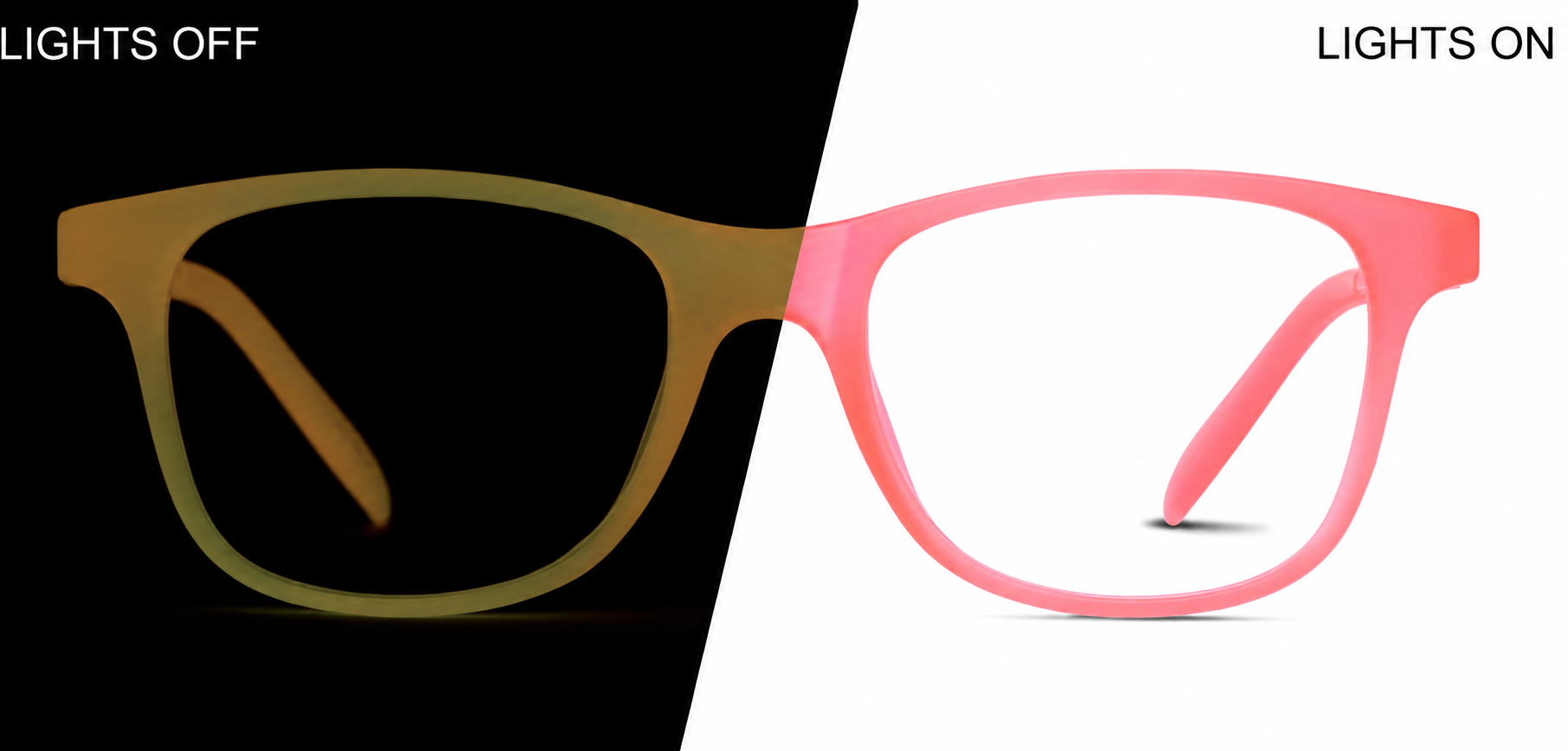 Pink/ Orange Glow Kids' Glow-in-the-Dark Square Glasses · Pink/ Orange Glow · reference