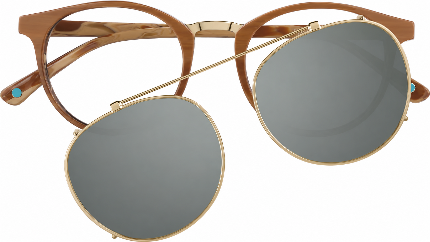 Brown Polarized Round Clip-on Glasses · Brown · reference