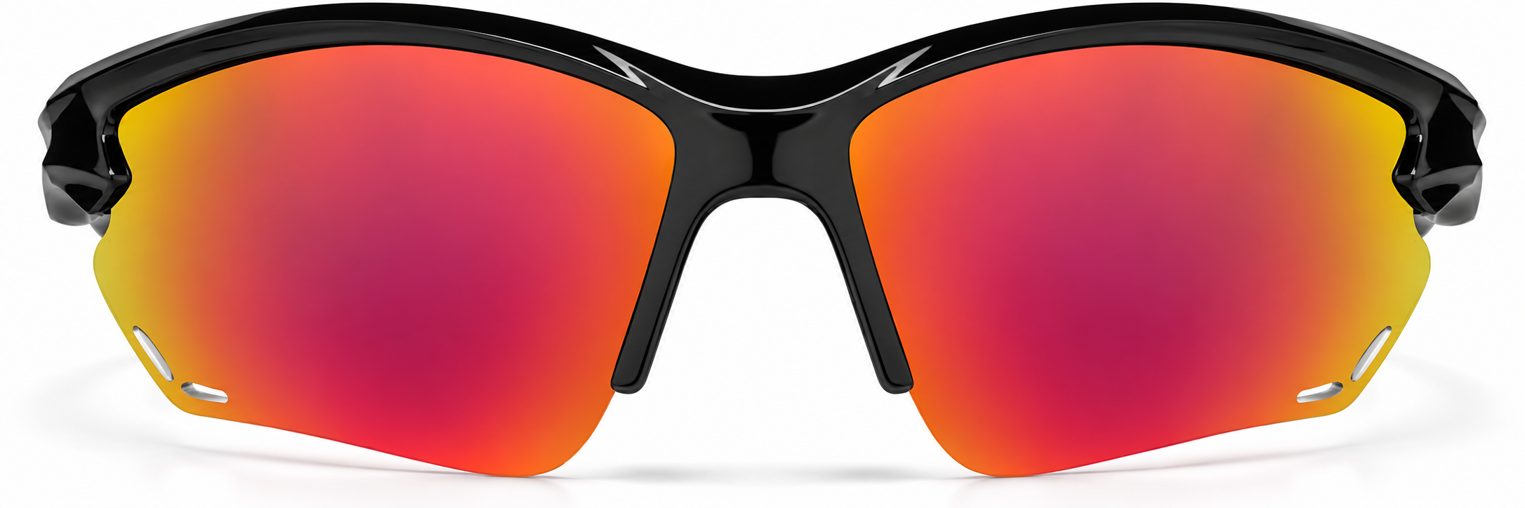 Black with Flame Red Mirror Half Rim Wrap-Around Sunglasses · Black with Flame Red Mirror · reference