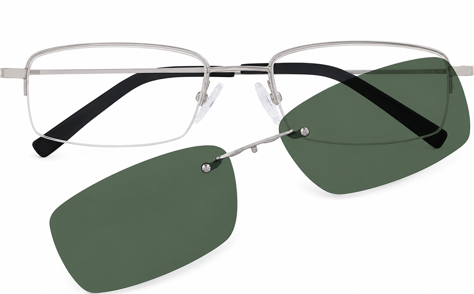 Silver Polarized Rectangle Magnetic Clip-on Glasses · Silver · reference