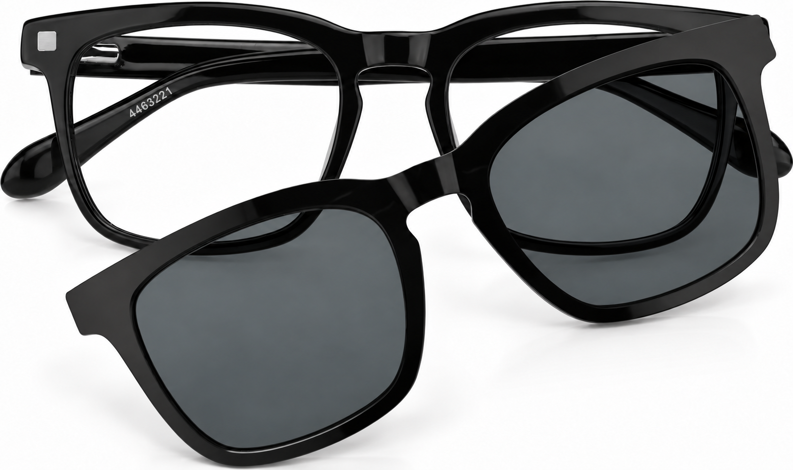 Black Polarized Square Magnetic Clip-on Glasses · Black · reference