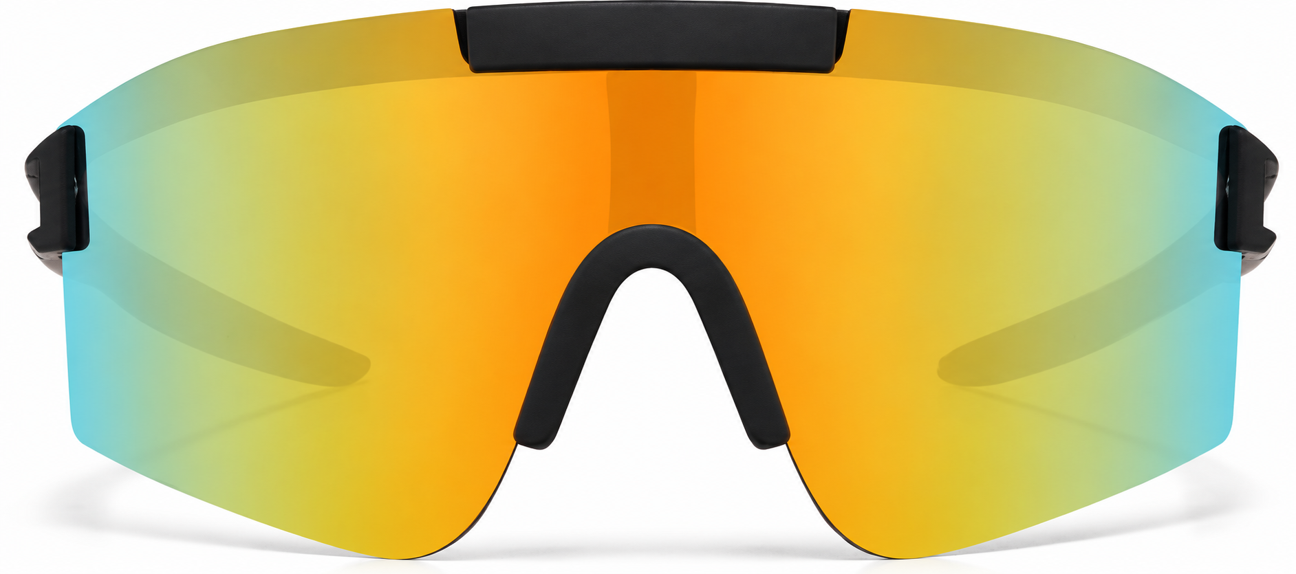 Black with Gold Mirror Wrap-Around Shield Sunglasses · Black with Gold Mirror · reference