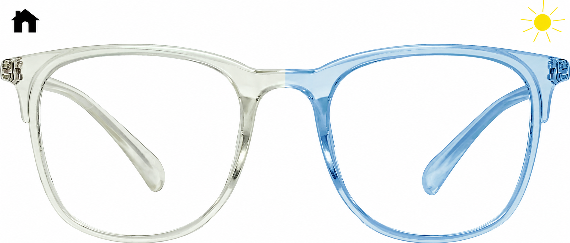 Blue Sunlight-Activated Square Glasses · Blue · reference