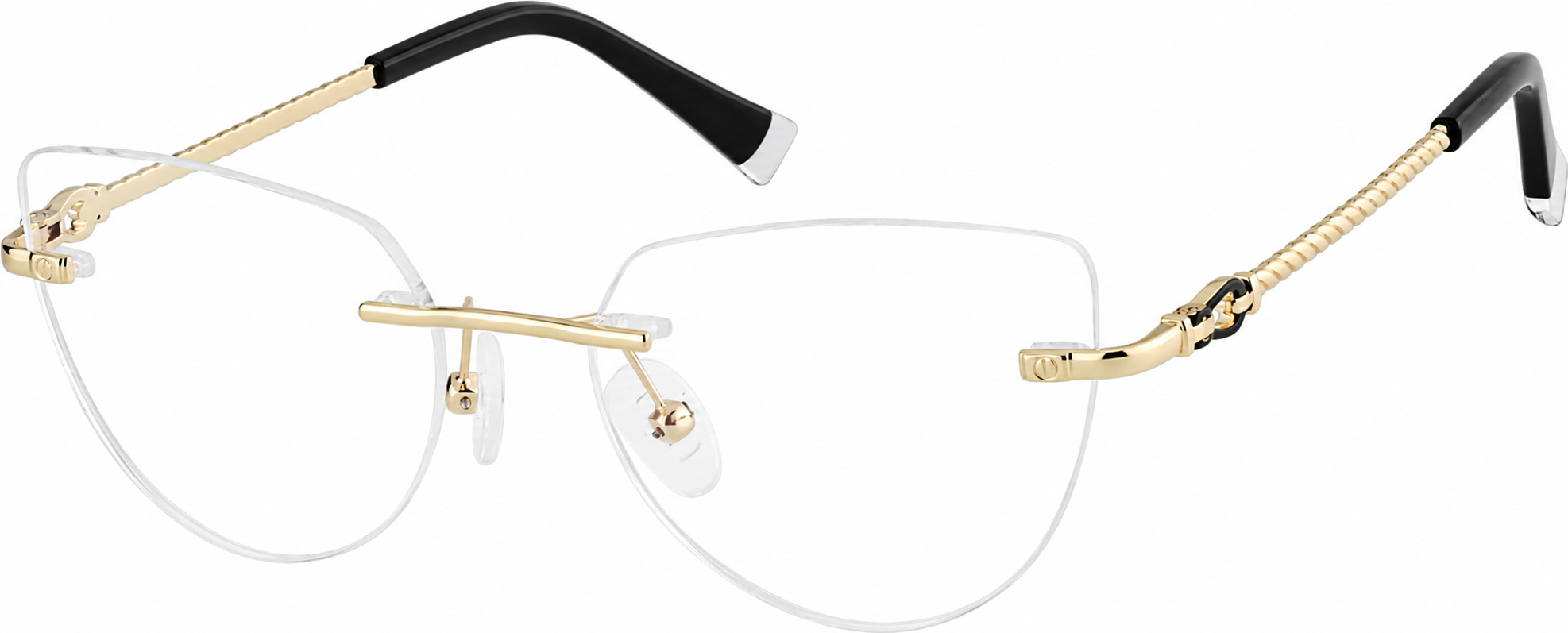 Gold Customizable Cat-Eye Rimless Glasses · Gold · reference