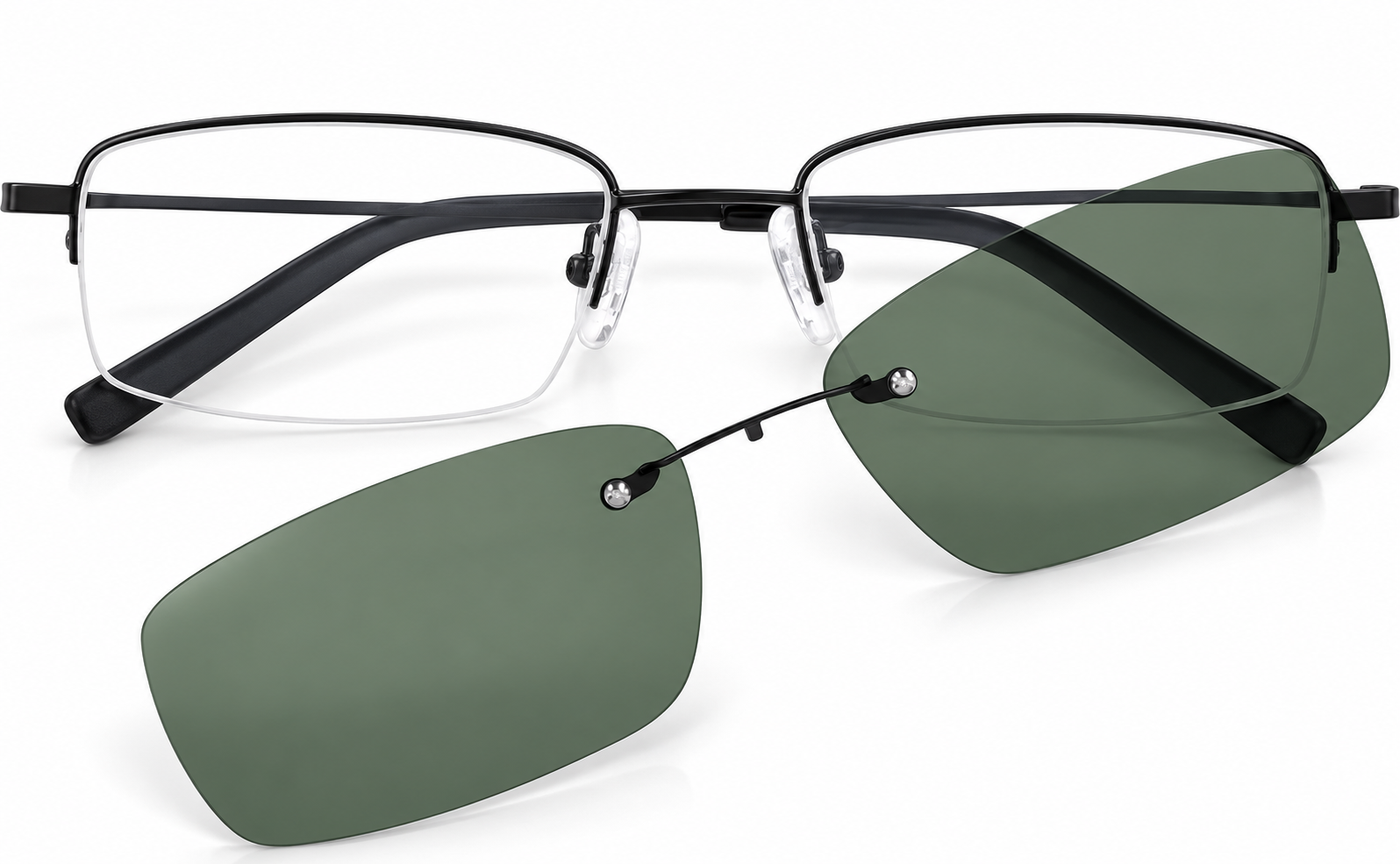 Black Polarized Rectangle Magnetic Clip-on Glasses · Black · reference