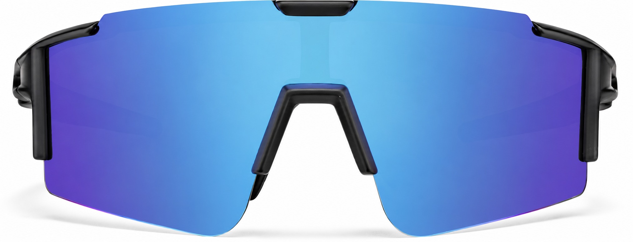 Black with Blue Mirror Wrap-Around Shield Sunglasses · Black with Blue Mirror · reference