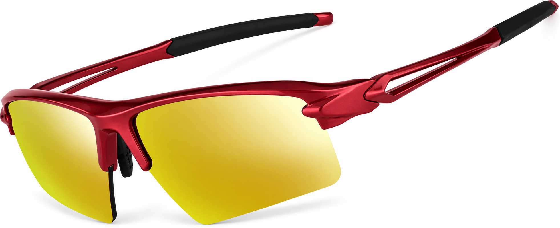 Red with Gold Mirror Wrap-Around Sports Sunglasses · Red with Gold Mirror · reference