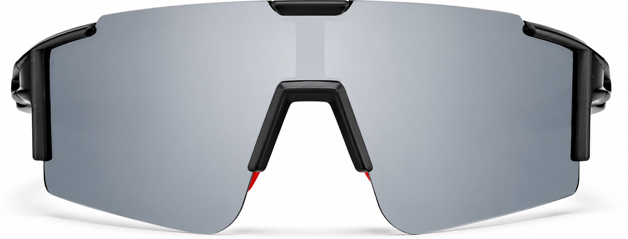 Black with Silver Mirror Wrap-Around Shield Sunglasses · Black with Silver Mirror · reference