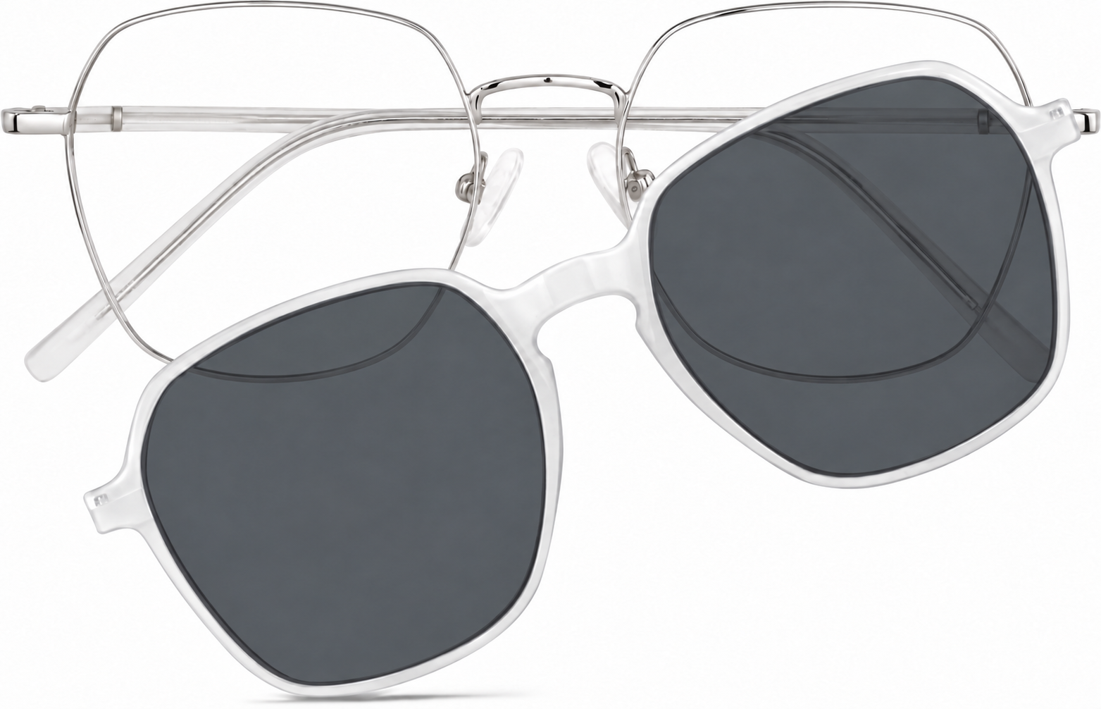 Silver Polarized Geometric Magnetic Clip-on Glasses · Silver · reference