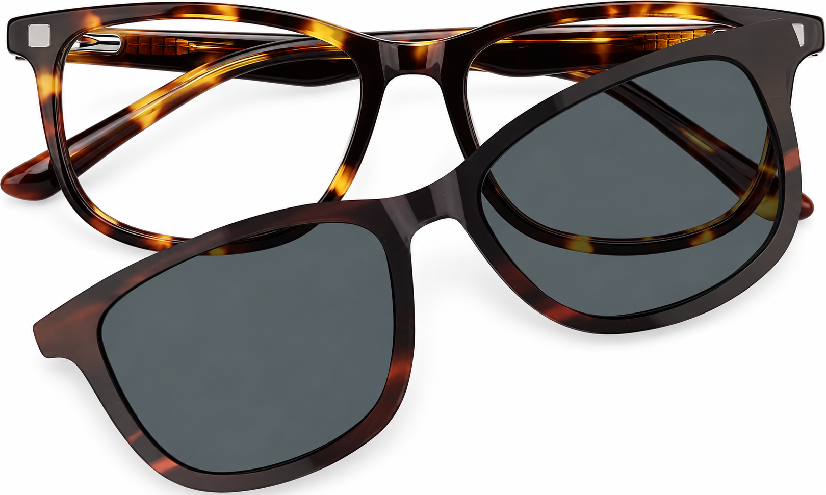 Tortoiseshell Kids' Polarized Rectangle Magnetic Clip-on Glasses · Tortoiseshell · reference
