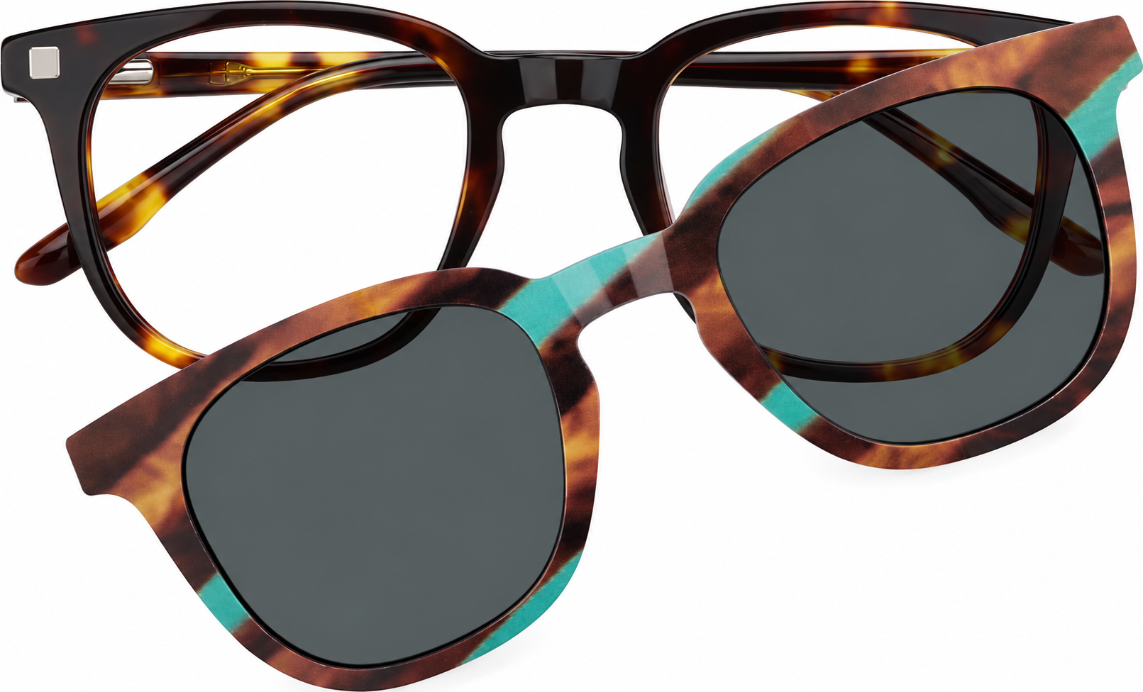 Tortoiseshell Kids' Polarized Square Magnetic Clip-on Glasses · Tortoiseshell · reference