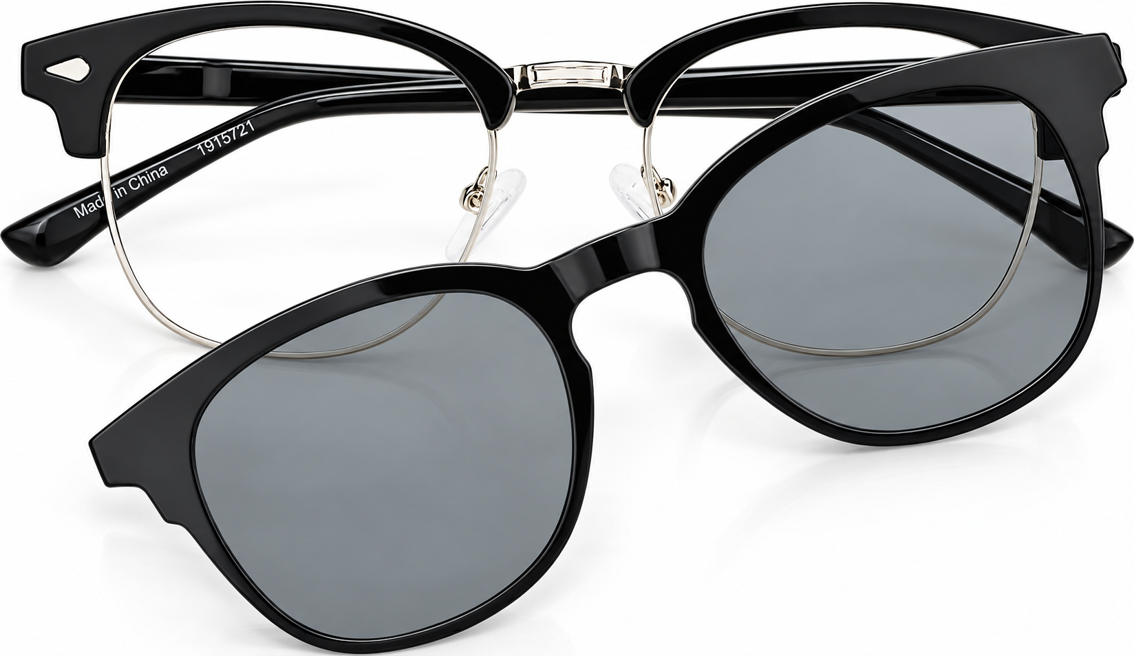 Black Polarized Browline Magnetic Clip-on Glasses · Black · reference