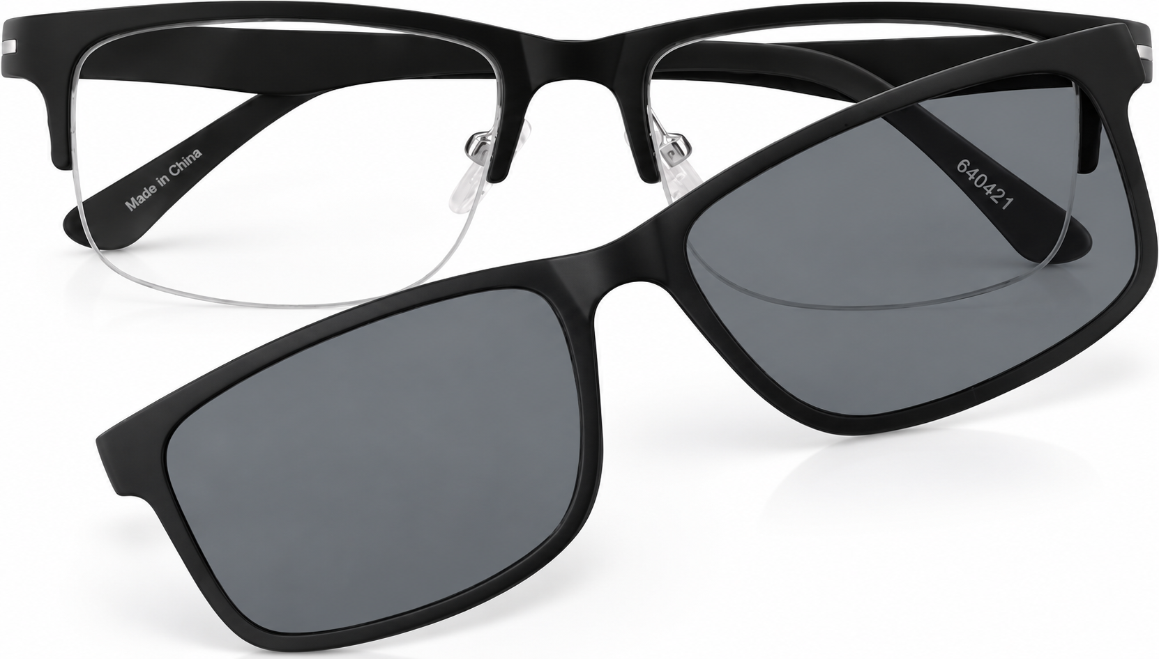 Black Polarized Rectangle Magnetic Clip-on Glasses · Black · reference