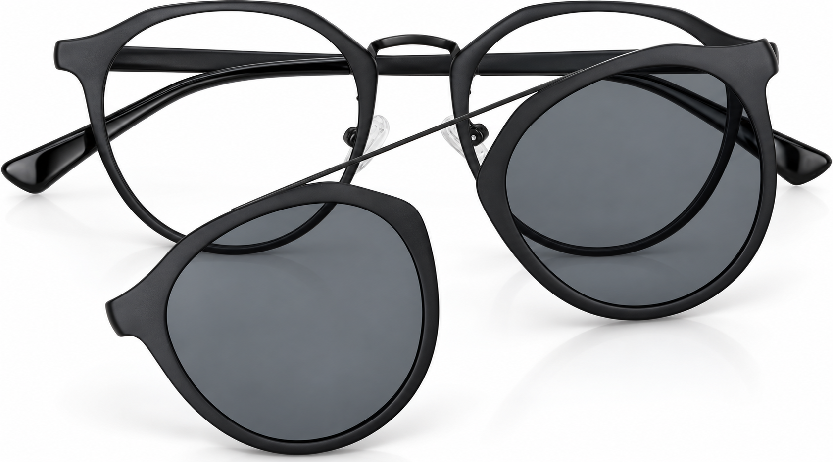 Black Polarized Round Magnetic Clip-on Glasses · Black · reference