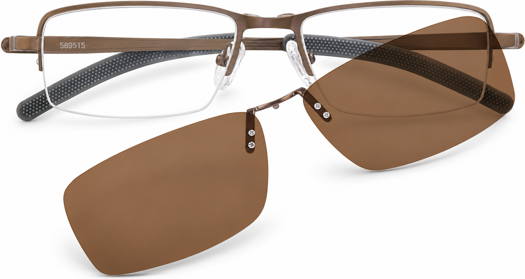 Brown Polarized Rectangle Magnetic Clip-on Glasses · Brown · reference