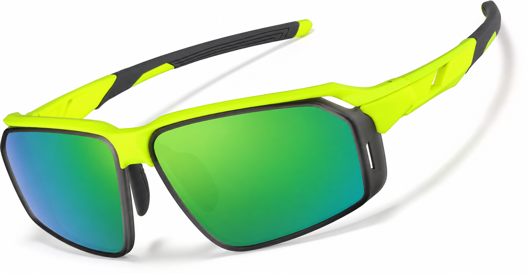 Yellow with Green Mirror Active Wrap-Around Sunglasses · Yellow with Green Mirror · reference