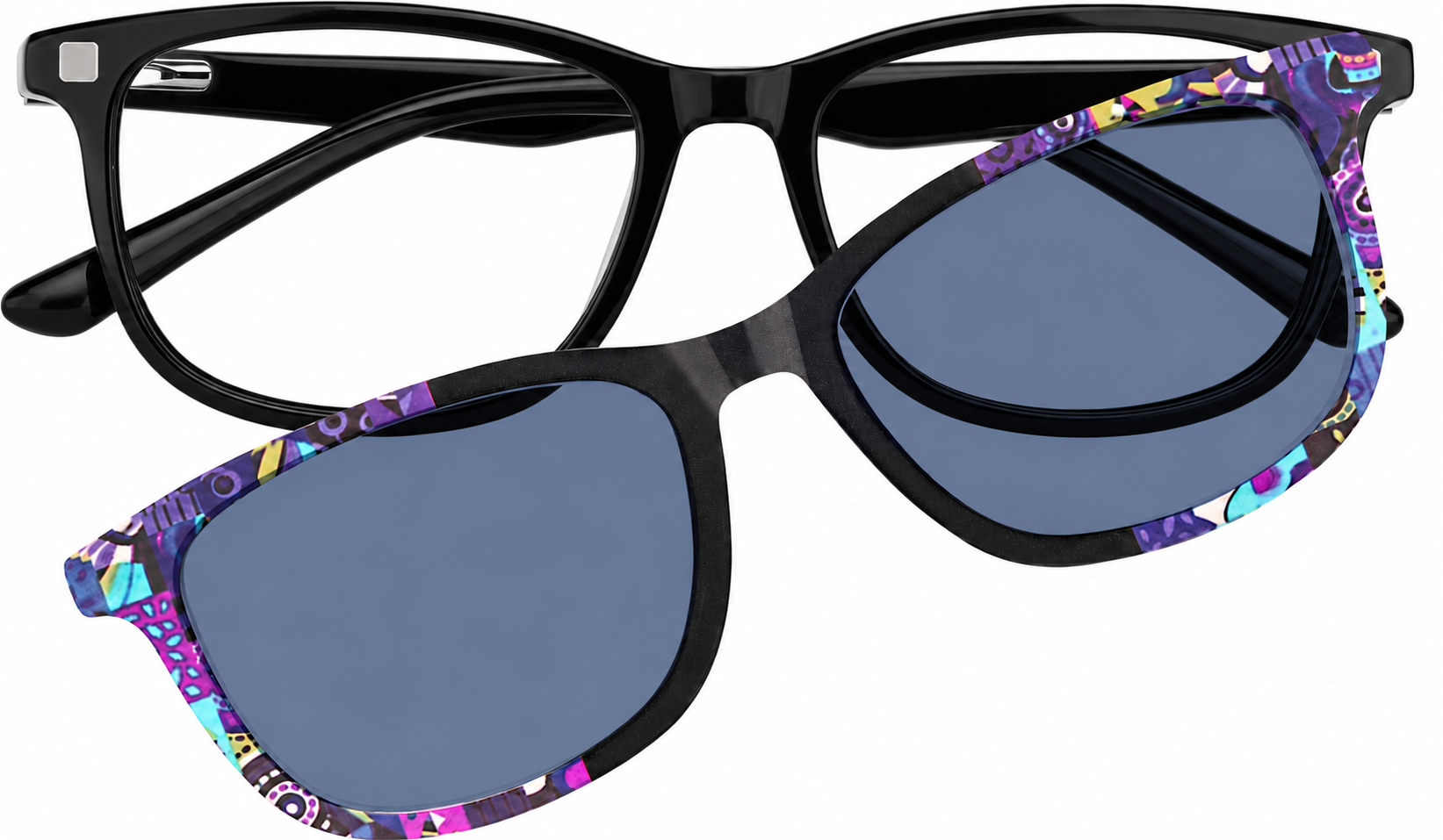 Black Kids' Polarized Rectangle Magnetic Clip-on Glasses · Black · reference
