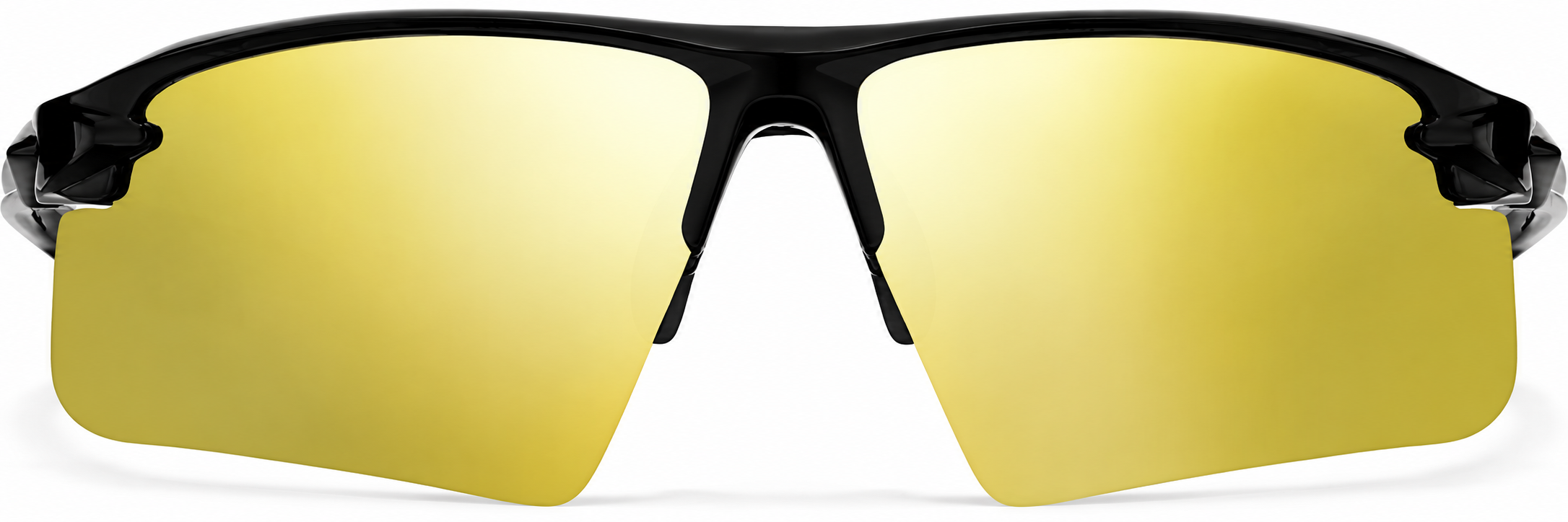 Black with Gold Mirror Wrap-Around Sports Sunglasses(Larger Lenses) · Black with Gold Mirror · reference