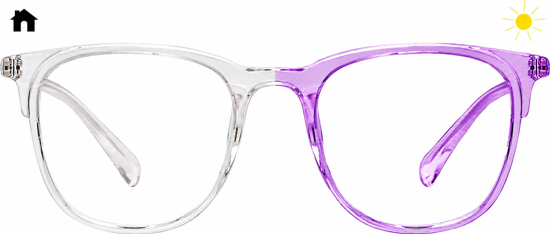 Purple Sunlight-Activated Square Glasses · Purple · reference
