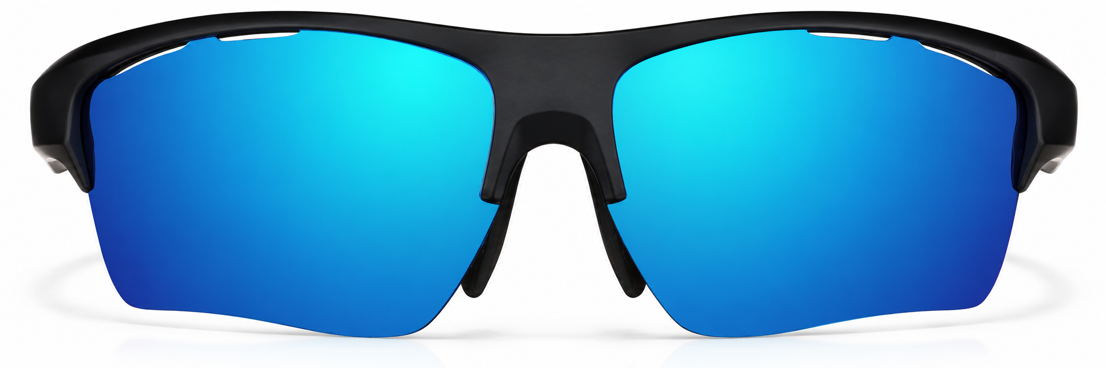 Black with Indigo Mirror Wrap-Around Sports Sunglasses · Black with Indigo Mirror · reference