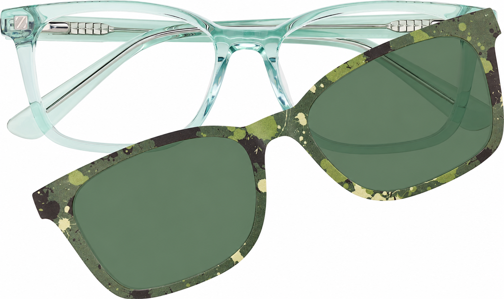Green Kids' Polarized Rectangle Magnetic Clip-on Glasses · Green · reference
